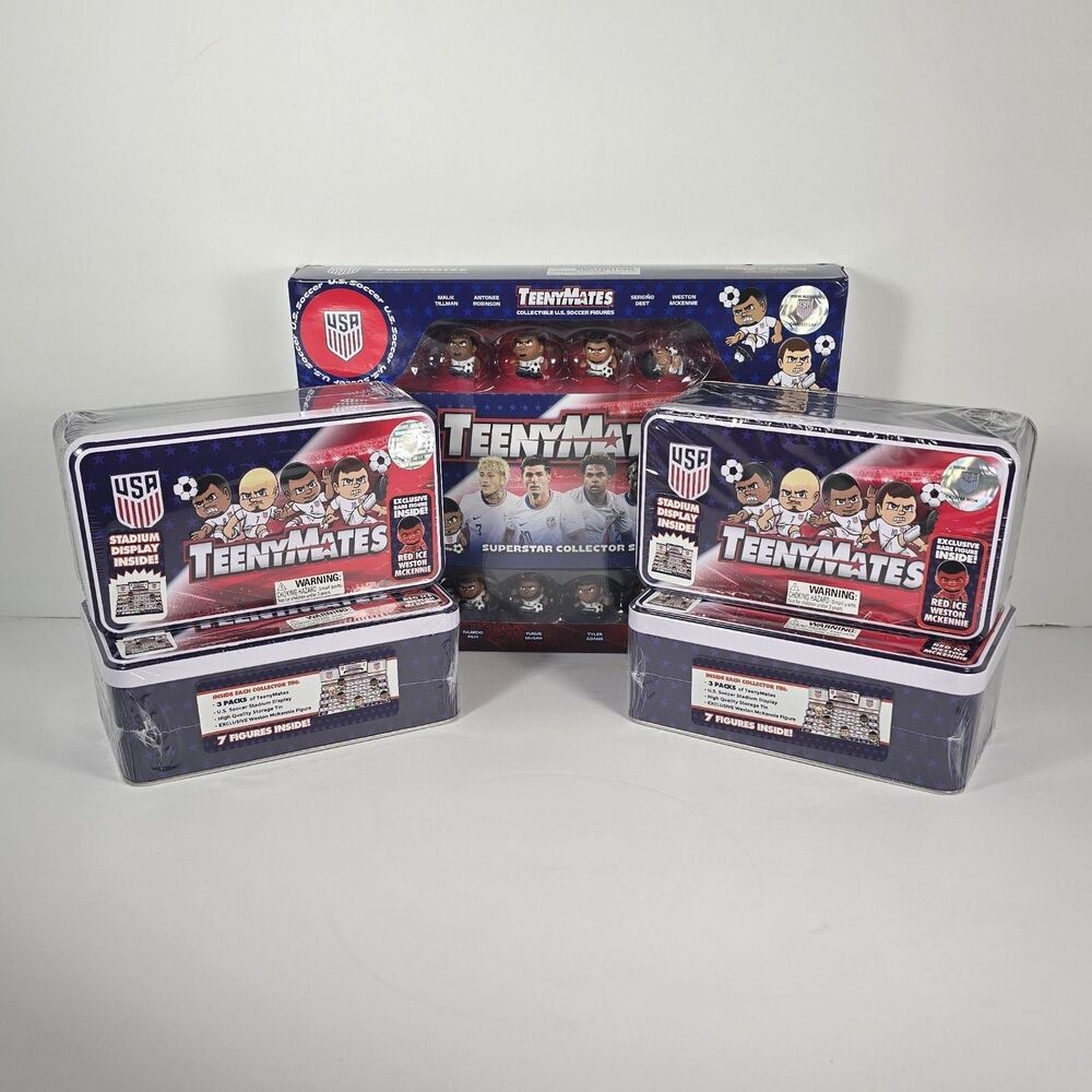 X4 USA Soccer TeenyMates Tins & 1 Superstar Collector Set Figures Lot of 5 NEW